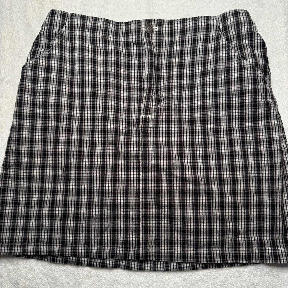 Hollister Plaid Ultra High Rise Jean Skirt